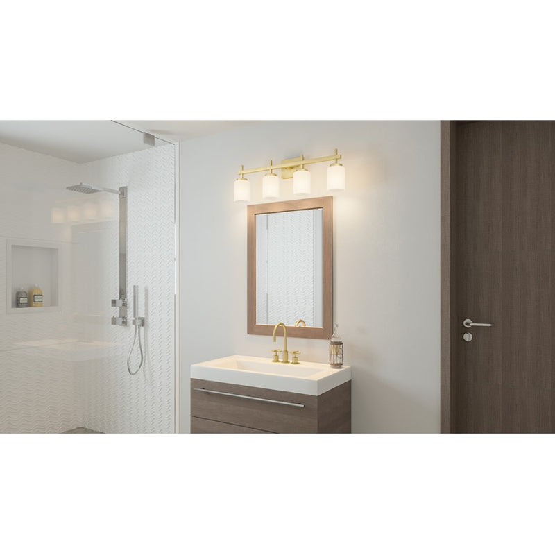 Quoizel Wilburn 4 Light Bath Light, Satin Brass/Opal Etched