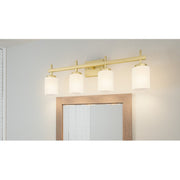 Quoizel Wilburn 4 Light Bath Light, Satin Brass/Opal Etched