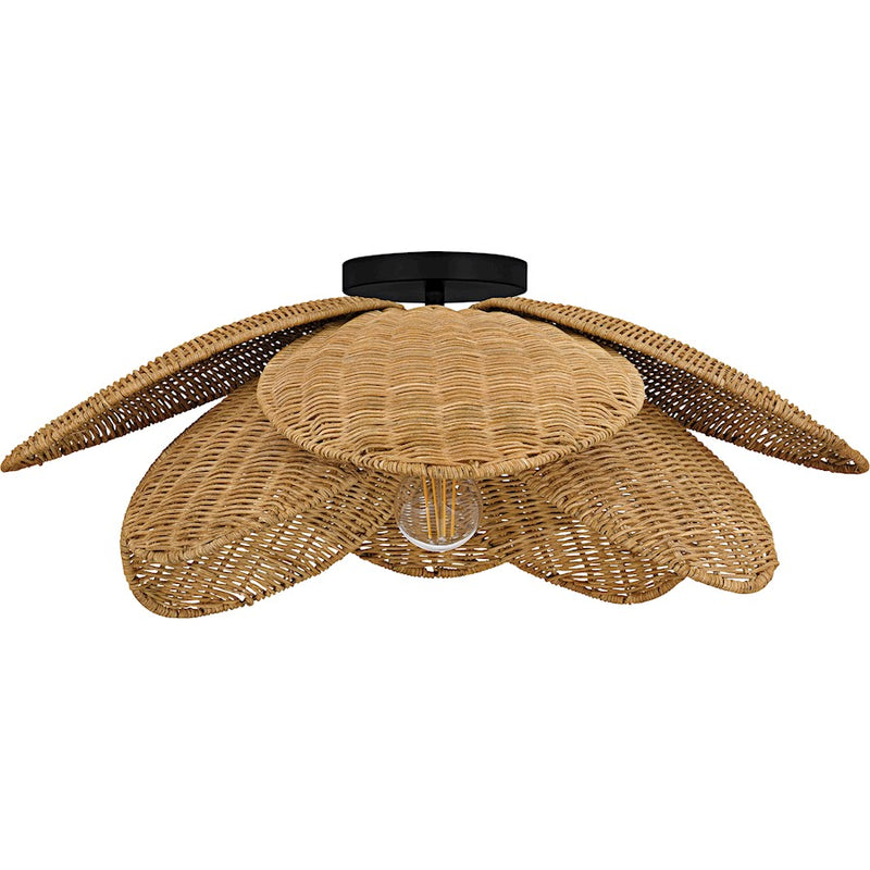 Quoizel Willa 1Light Semi-Flush Mount, Matte Black/Rattan
