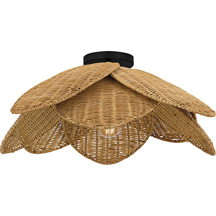 Quoizel Willa 1Light Semi-Flush Mount, Matte Black/Rattan