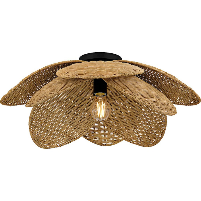 Quoizel Willa 1Light Semi-Flush Mount, Matte Black/Rattan