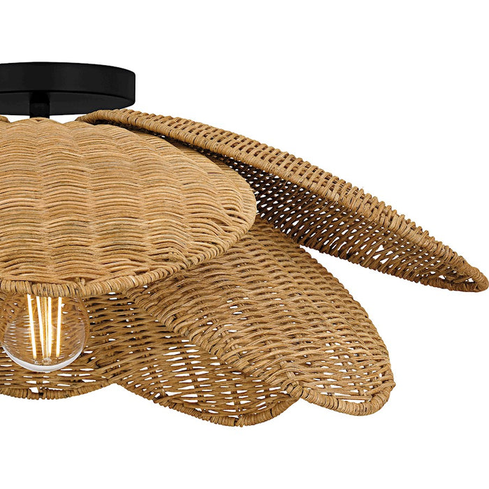 Quoizel Willa 1Light Semi-Flush Mount, Matte Black/Rattan