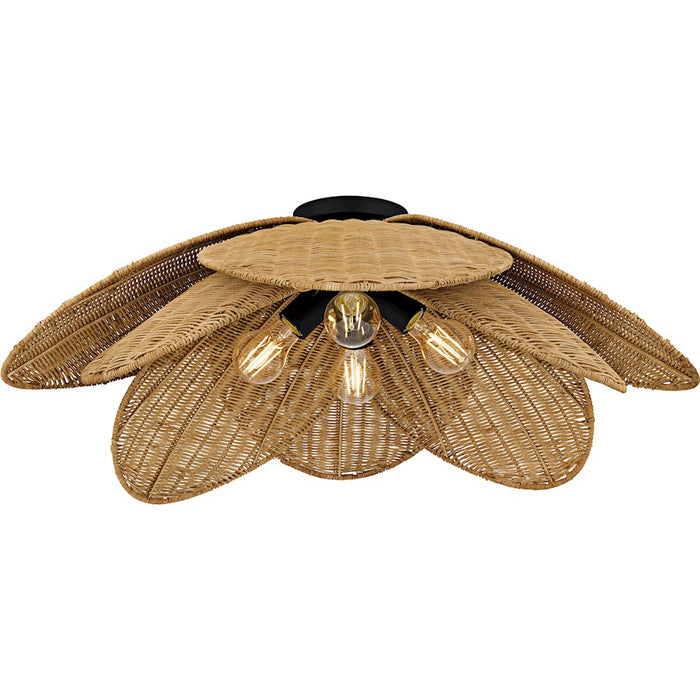 Quoizel Willa 4Light Semi-Flush Mount, Matte Black/Rattan