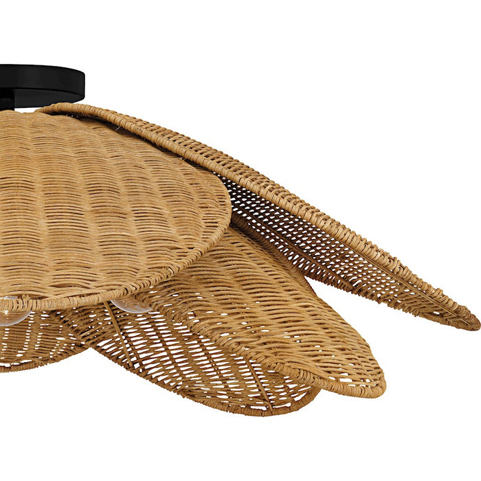 Quoizel Willa 4Light Semi-Flush Mount, Matte Black/Rattan