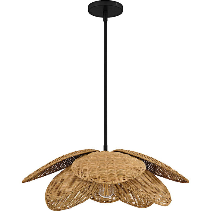 Quoizel Willa 1Light Pendant, Matte Black/Rattan