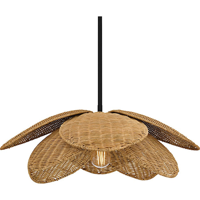 Quoizel Willa 1Light Pendant, Matte Black/Rattan