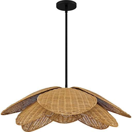 Quoizel Willa 4Light Pendant, Matte Black/Rattan