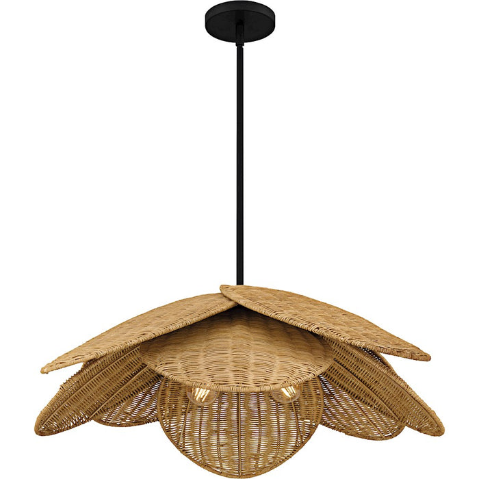 Quoizel Willa 4Light Pendant, Matte Black/Rattan
