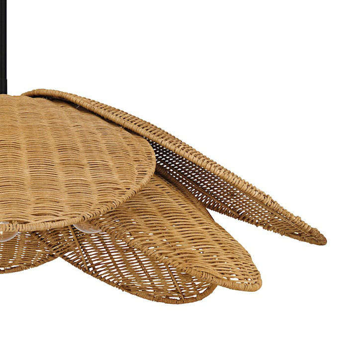 Quoizel Willa 4Light Pendant, Matte Black/Rattan