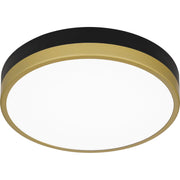 Quoizel Weldin 11in LED Flush Mount | Modern Matte Black Gold and White Acrylic | Entryway & Hallway | 11 x 11 x 2 in | Model WLN1611MBKG