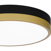 Quoizel Weldin 11in LED Flush Mount | Modern Matte Black Gold and White Acrylic | Entryway & Hallway | 11 x 11 x 2 in | Model WLN1611MBKG