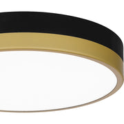Quoizel Weldin 11in LED Flush Mount | Modern Matte Black Gold and White Acrylic | Entryway & Hallway | 11 x 11 x 2 in | Model WLN1611MBKG