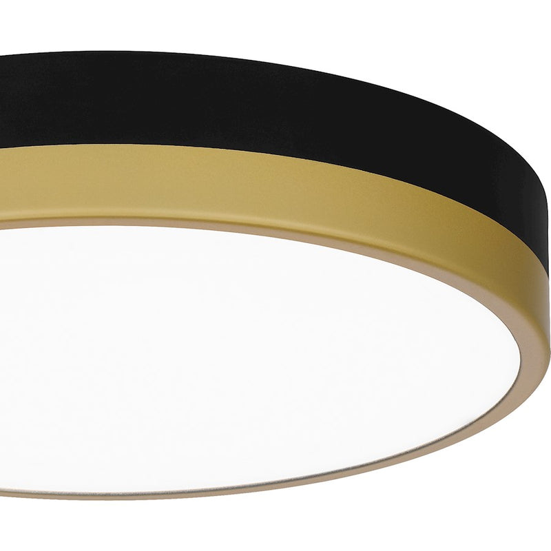 Quoizel Weldin 11in LED Flush Mount | Modern Matte Black Gold and White Acrylic | Entryway & Hallway | 11 x 11 x 2 in | Model WLN1611MBKG
