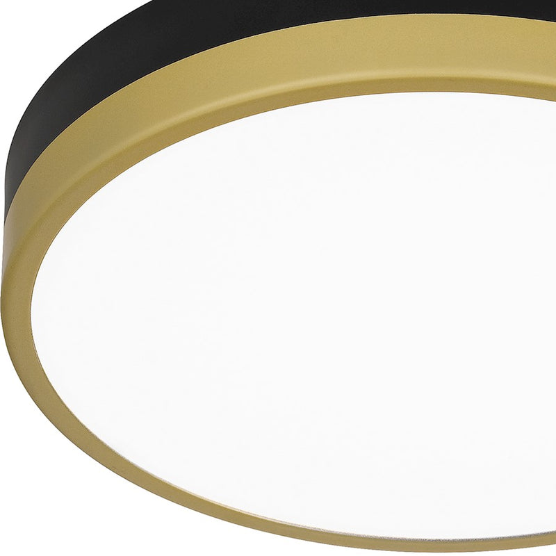 Quoizel Weldin 11in LED Flush Mount | Modern Matte Black Gold and White Acrylic | Entryway & Hallway | 11 x 11 x 2 in | Model WLN1611MBKG