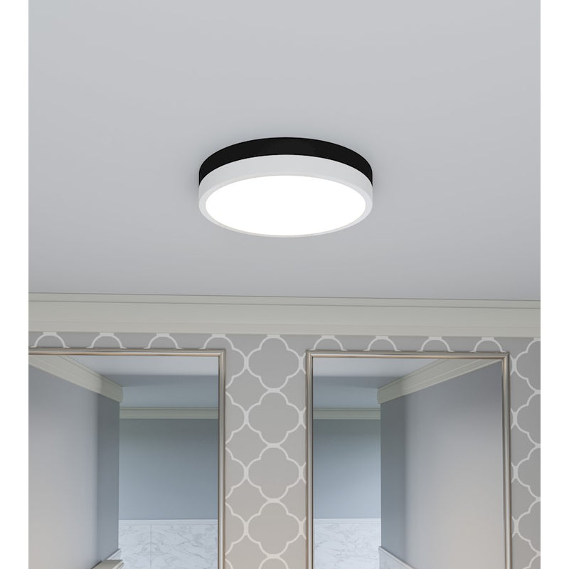 Quoizel Weldin LED 11" Flush Mount, Black White/White Acrylic