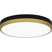 Quoizel Weldin 15in Integrated LED Flush Mount | Modern Matte Black Gold and White Acrylic | Entryway & Hallway | 15 x 15 x 2 in | Model WLN1615MBKG