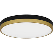 Quoizel Weldin 15in Integrated LED Flush Mount | Modern Matte Black Gold and White Acrylic | Entryway & Hallway | 15 x 15 x 2 in | Model WLN1615MBKG