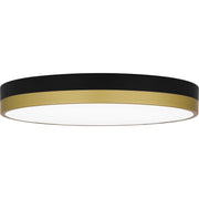 Quoizel Weldin 15in Integrated LED Flush Mount | Modern Matte Black Gold and White Acrylic | Entryway & Hallway | 15 x 15 x 2 in | Model WLN1615MBKG