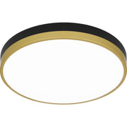 Quoizel Weldin 15in Integrated LED Flush Mount | Modern Matte Black Gold and White Acrylic | Entryway & Hallway | 15 x 15 x 2 in | Model WLN1615MBKG