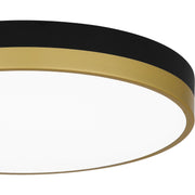 Quoizel Weldin 15in Integrated LED Flush Mount | Modern Matte Black Gold and White Acrylic | Entryway & Hallway | 15 x 15 x 2 in | Model WLN1615MBKG