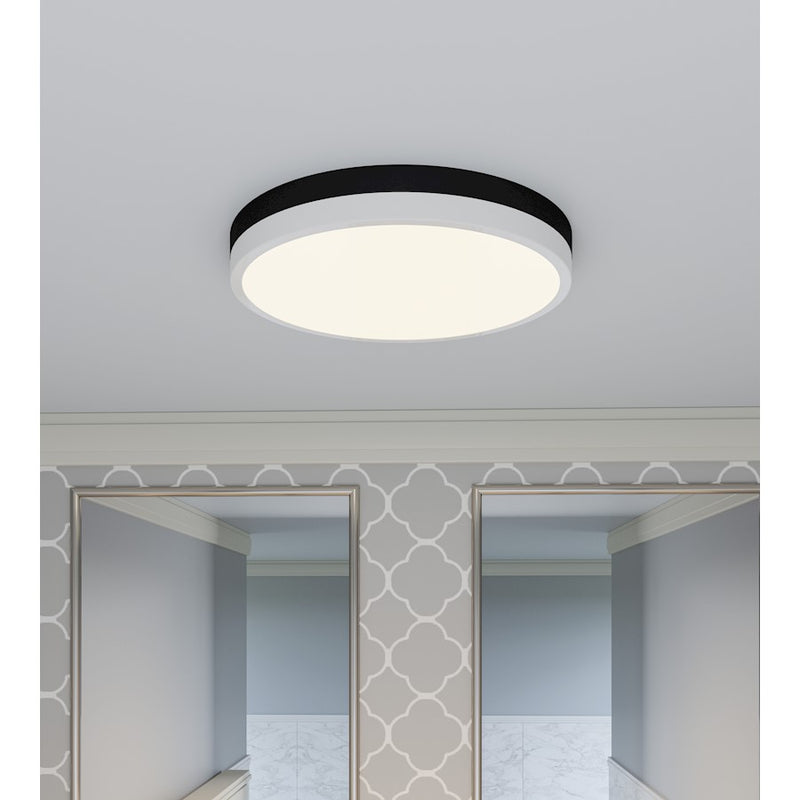 Quoizel Weldin LED 15" Flush Mount, Black White/White Acrylic