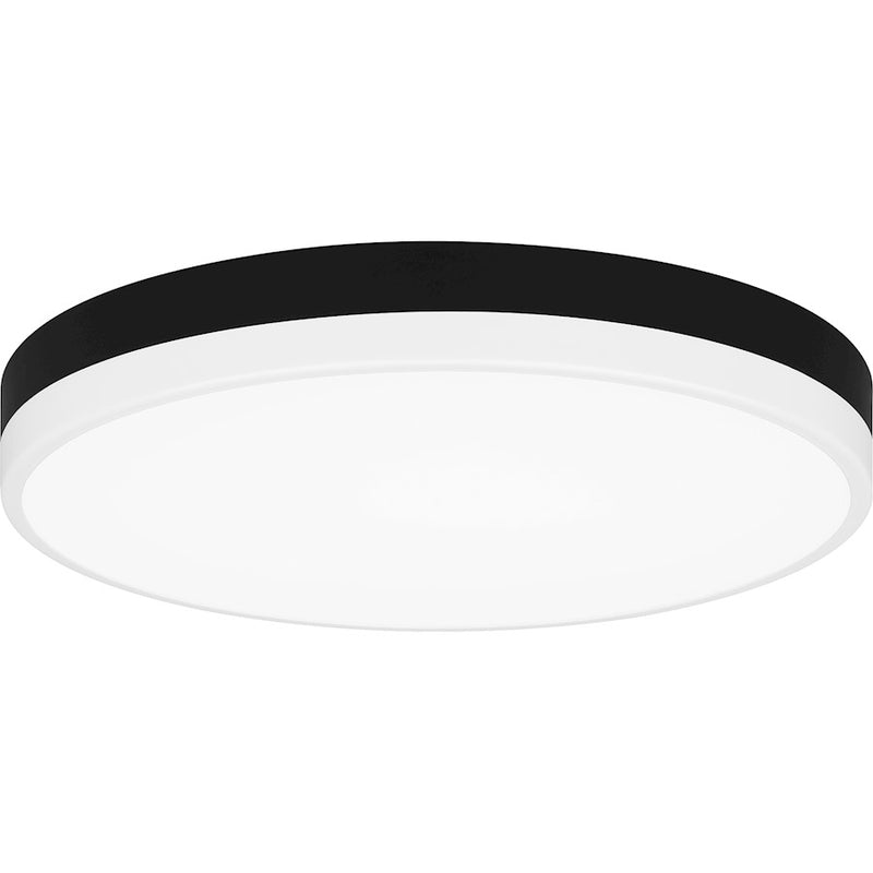 Quoizel Weldin LED 15" Flush Mount, Black White/White Acrylic