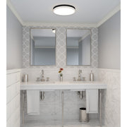 Quoizel Weldin LED 15" Flush Mount, Black White/White Acrylic