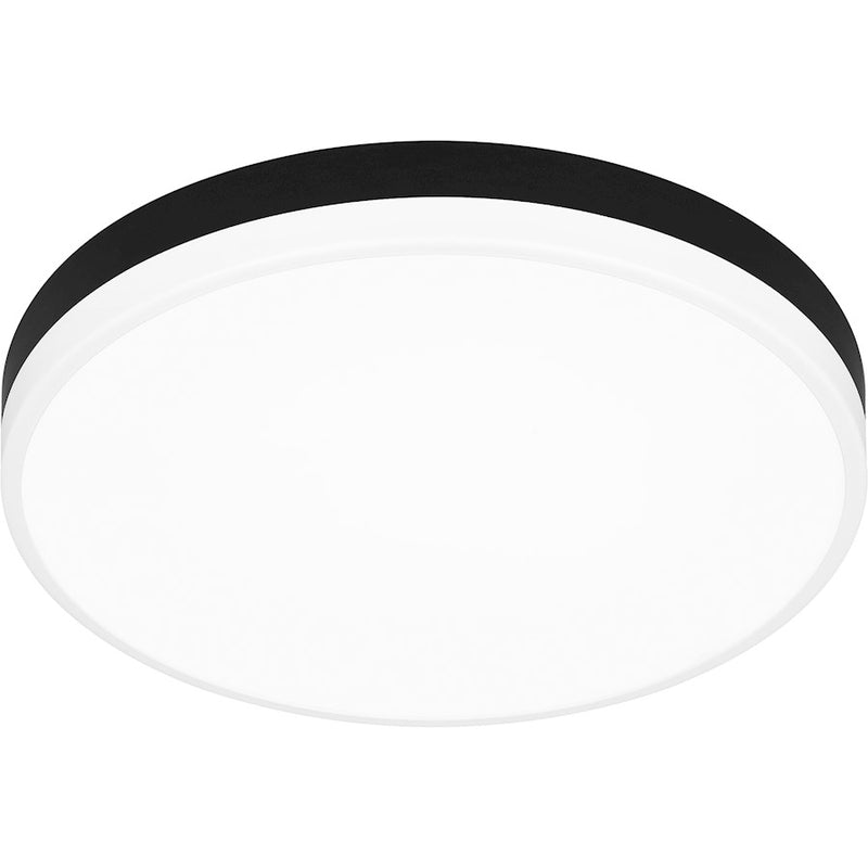 Quoizel Weldin LED 15" Flush Mount, Black White/White Acrylic