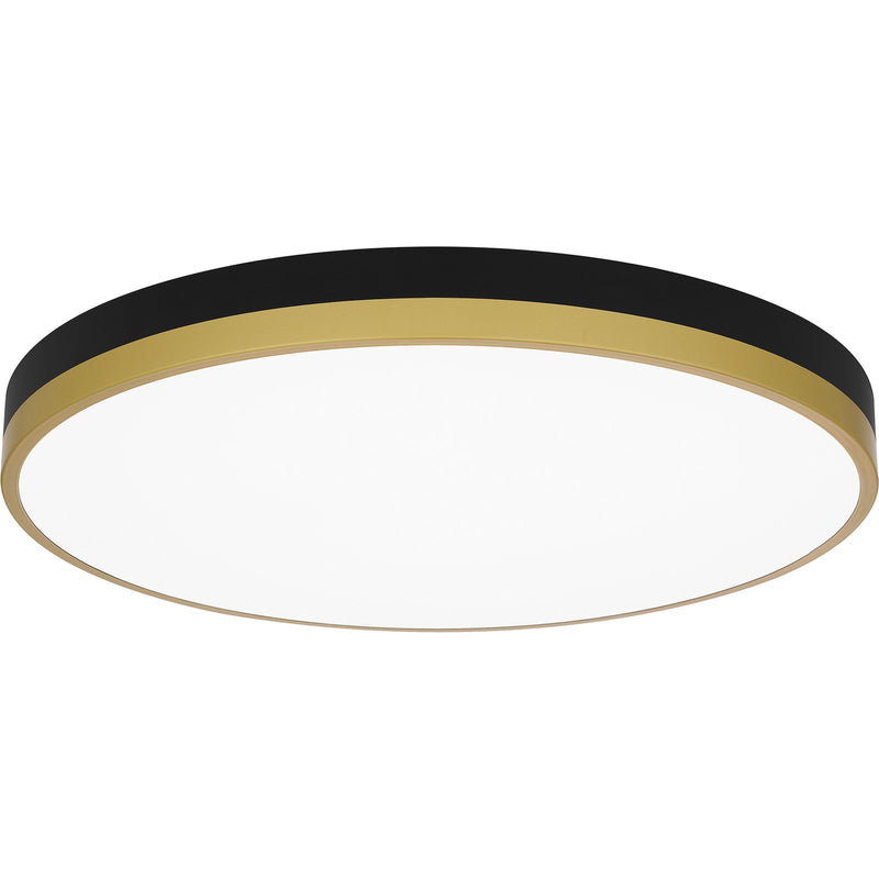 Quoizel Weldin 20in Integrated LED Flush Mount | Modern Matte Black Gold and White Acrylic | Entryway & Hallway | 20 x 20 x 2 in | Model WLN1620MBKG