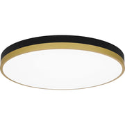 Quoizel Weldin 20in Integrated LED Flush Mount | Modern Matte Black Gold and White Acrylic | Entryway & Hallway | 20 x 20 x 2 in | Model WLN1620MBKG