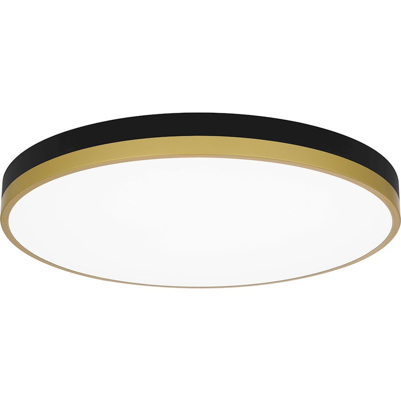 Quoizel Weldin 20in Integrated LED Flush Mount | Modern Matte Black Gold and White Acrylic | Entryway & Hallway | 20 x 20 x 2 in | Model WLN1620MBKG