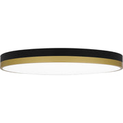 Quoizel Weldin 20in Integrated LED Flush Mount | Modern Matte Black Gold and White Acrylic | Entryway & Hallway | 20 x 20 x 2 in | Model WLN1620MBKG