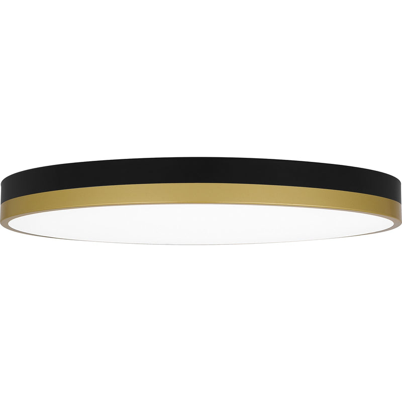 Quoizel Weldin 20in Integrated LED Flush Mount | Modern Matte Black Gold and White Acrylic | Entryway & Hallway | 20 x 20 x 2 in | Model WLN1620MBKG