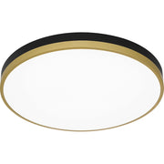 Quoizel Weldin 20in Integrated LED Flush Mount | Modern Matte Black Gold and White Acrylic | Entryway & Hallway | 20 x 20 x 2 in | Model WLN1620MBKG