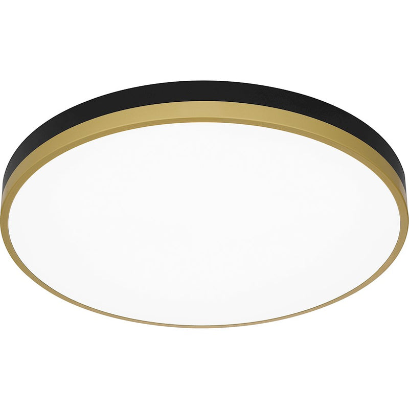 Quoizel Weldin 20in Integrated LED Flush Mount | Modern Matte Black Gold and White Acrylic | Entryway & Hallway | 20 x 20 x 2 in | Model WLN1620MBKG