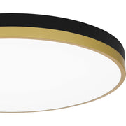 Quoizel Weldin 20in Integrated LED Flush Mount | Modern Matte Black Gold and White Acrylic | Entryway & Hallway | 20 x 20 x 2 in | Model WLN1620MBKG