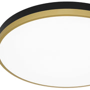 Quoizel Weldin 20in Integrated LED Flush Mount | Modern Matte Black Gold and White Acrylic | Entryway & Hallway | 20 x 20 x 2 in | Model WLN1620MBKG