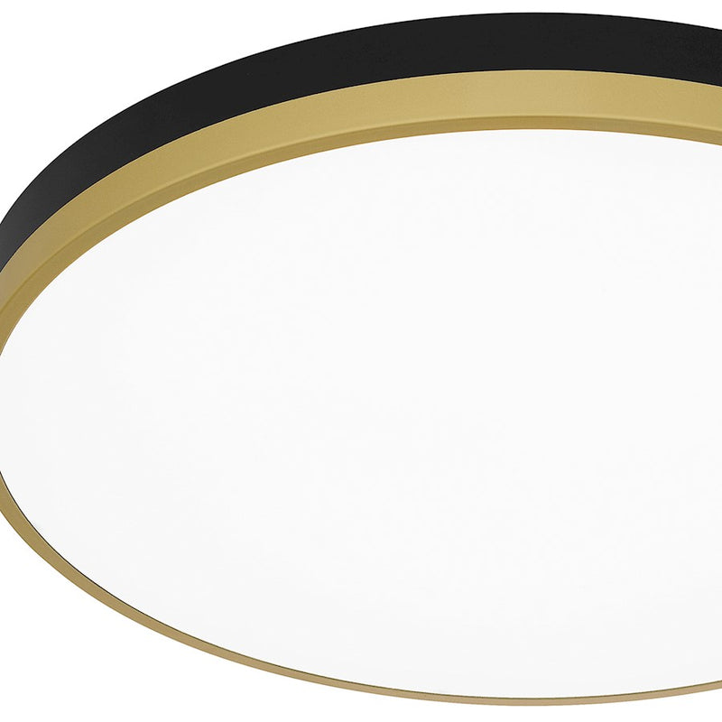 Quoizel Weldin 20in Integrated LED Flush Mount | Modern Matte Black Gold and White Acrylic | Entryway & Hallway | 20 x 20 x 2 in | Model WLN1620MBKG