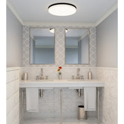 Quoizel Weldin LED 20" Flush Mount, Black White/White Acrylic