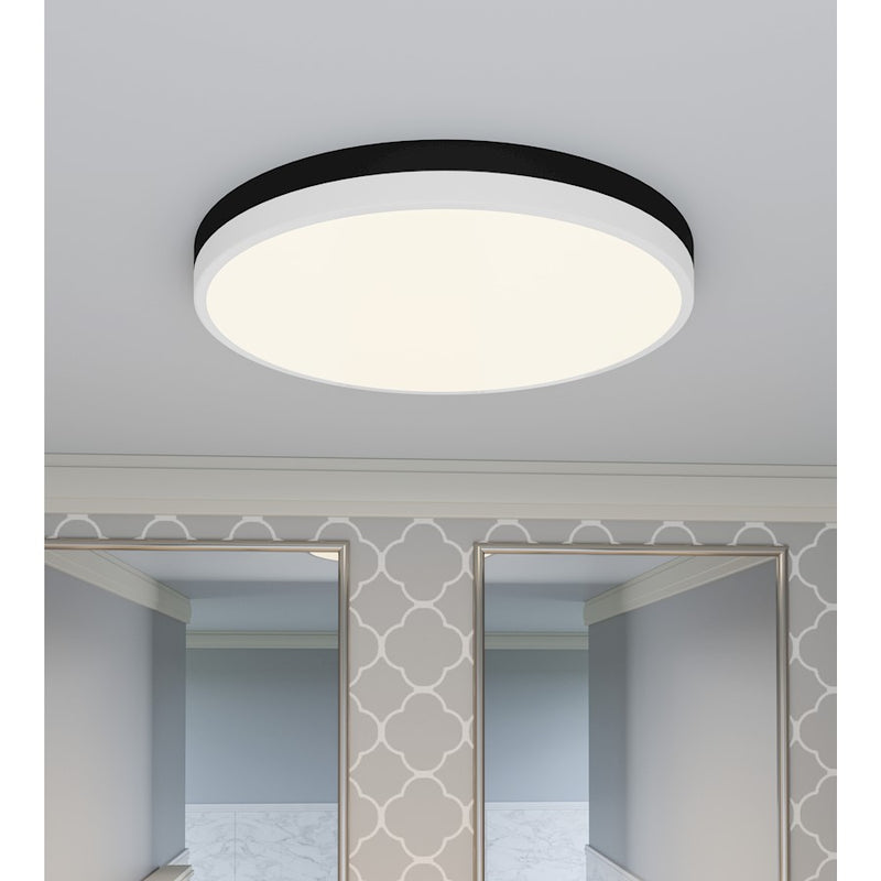 Quoizel Weldin LED 20" Flush Mount, Black White/White Acrylic