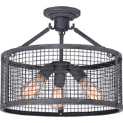Quoizel Wilder 3 Light Semi-Flush Mount in Mottled Black