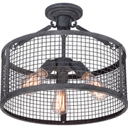 Quoizel Wilder 3 Light Semi-Flush Mount in Mottled Black