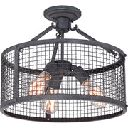 Quoizel Wilder 3 Light Semi-Flush Mount in Mottled Black