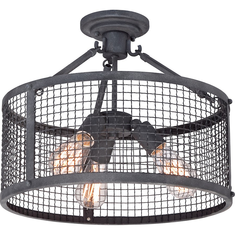 Quoizel Wilder 3 Light Semi-Flush Mount in Mottled Black