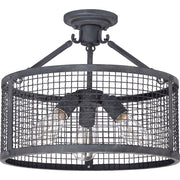 Quoizel Wilder 3 Light Semi-Flush Mount in Mottled Black