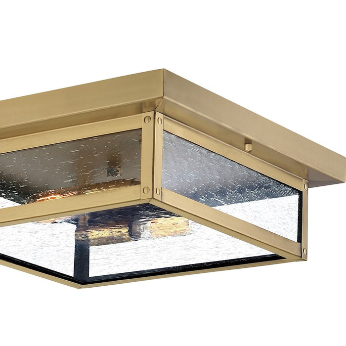 Quoizel Westover 2 Light Flush Mount, Antique Brass/Clear Seeded