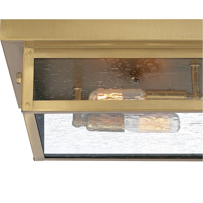 Quoizel Westover 2 Light Flush Mount, Antique Brass/Clear Seeded