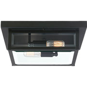 Quoizel Westover 12in 2-Light Outdoor Flush Mount | Modern Industrial Earth Black and Clear Beveled Glass | Covered Porch | Model WVR1612EK