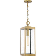 Quoizel Westover 21in 1-Light Outdoor Pendant | Industrial Antique Brass and Clear Seedy Glass | Covered Porch & Entryway | Model WVR1907A
