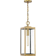 Quoizel Westover 21in 1-Light Outdoor Pendant | Industrial Antique Brass and Clear Seedy Glass | Covered Porch & Entryway | Model WVR1907A